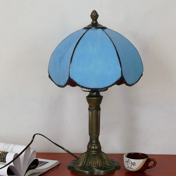 Blue Glass Petal Design Table Lamp