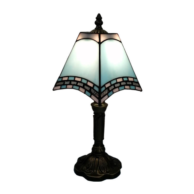 Square Stained Glass Iron Table Lamp