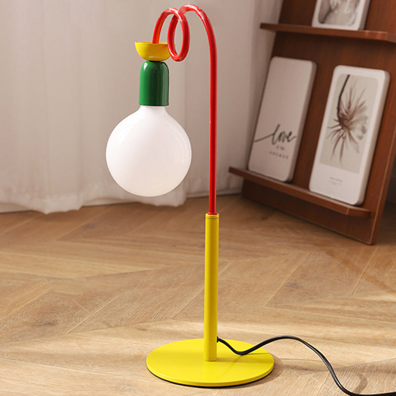 Curved Pole Round Ball Table Lamp