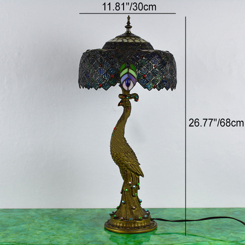 Peacock Gem Dome Glass Table Lamp