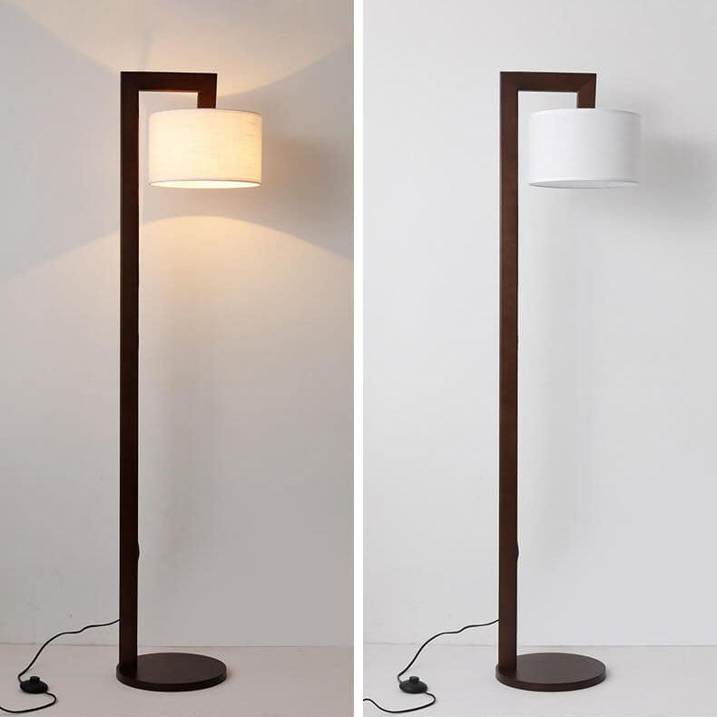 Walnut Fabric Drum Floor Lamp
