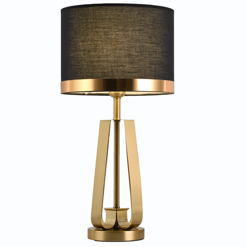 Black Fabric Gold Geometric Table Lamp