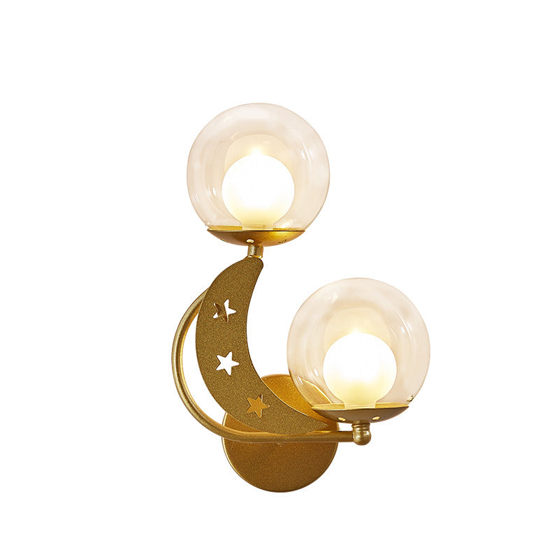 Glass Globe Lampshade Moon 2-Light Wall Lamp