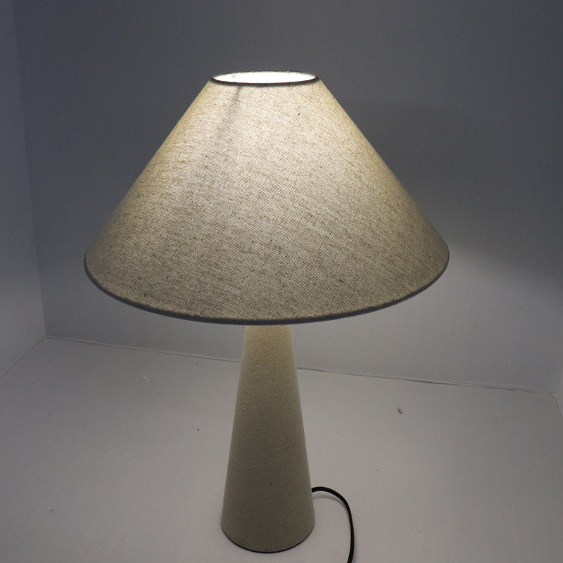 Linen Fabric Cone Column Table Lamp