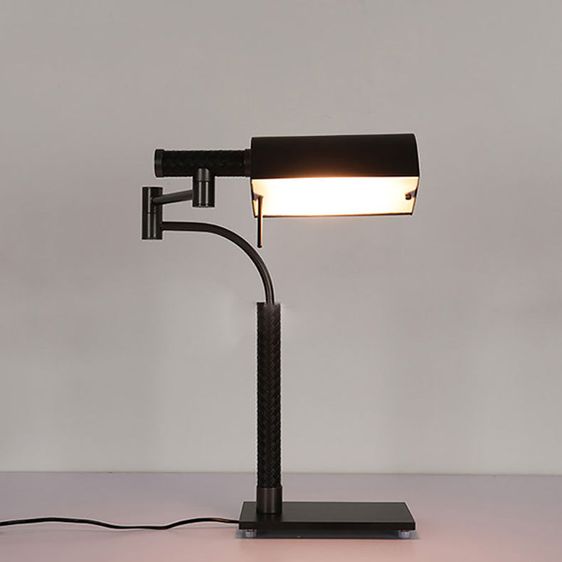Rectangular Cylinder Iron Leather Table Lamp
