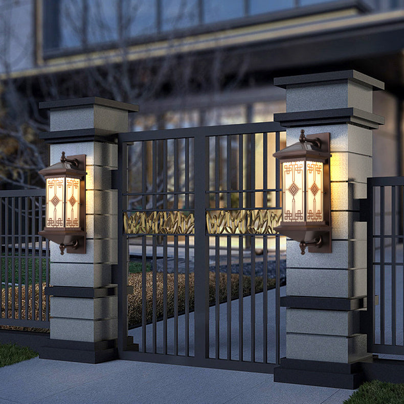 Aluminum Square Knot Pattern Outdoor Light