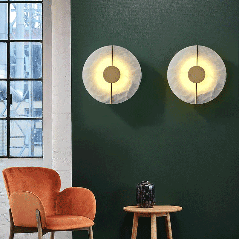 Copper Marble Round Elliptical Wall Lamp