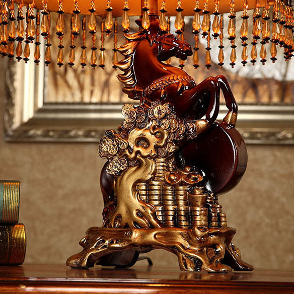 Horse Round Trapezoidal Resin Table Lamp