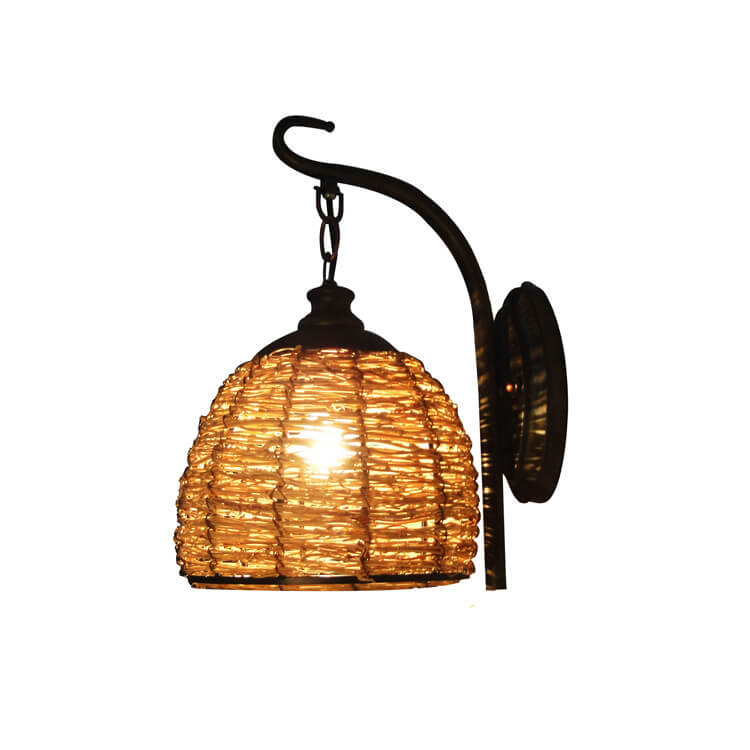 Rattan Weaving Dome Wall Lamp