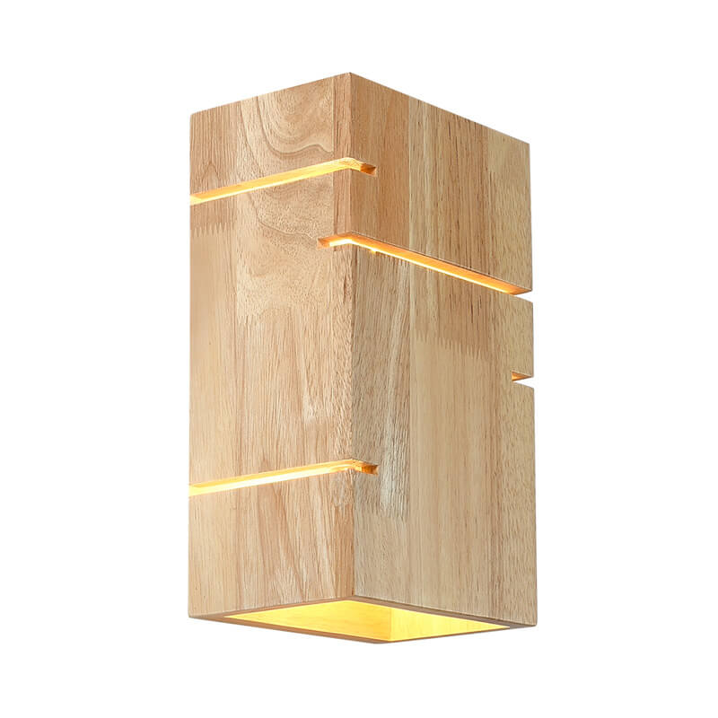 Wooden Square 2-Light Wall Lamp
