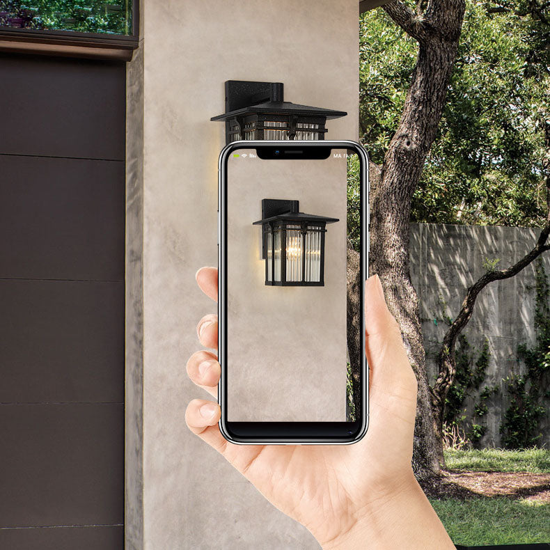 Aluminum Rectangular Frame Ribbed Outdoor Light