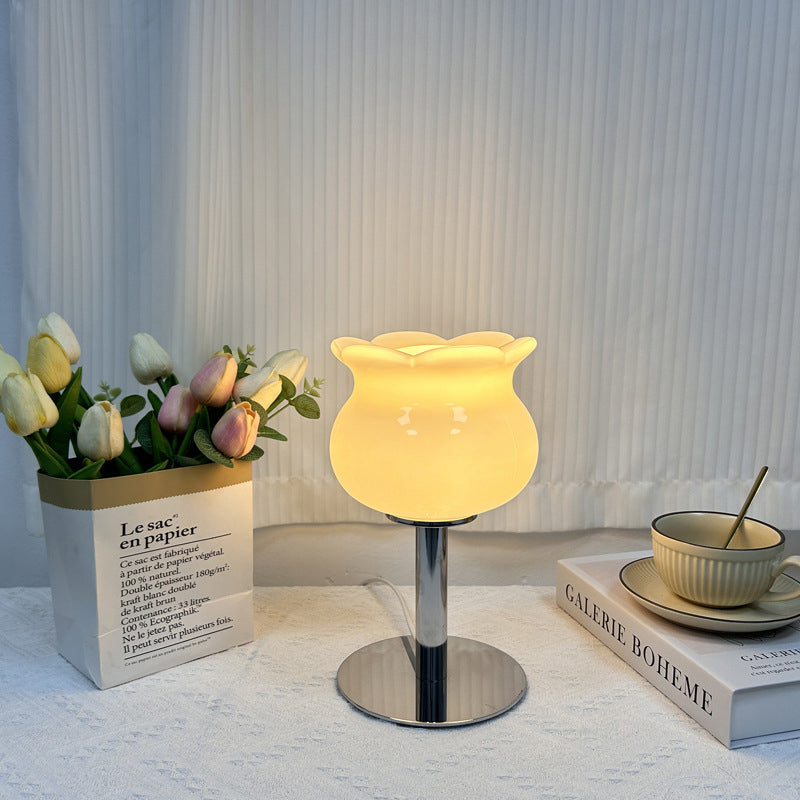 Iron Glass Tulip Flower Table Lamp