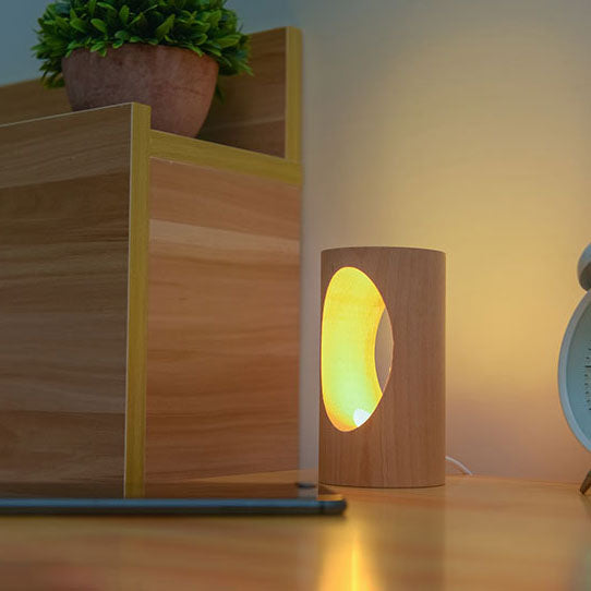 Solid Wood Rectangular Column Table Lamp