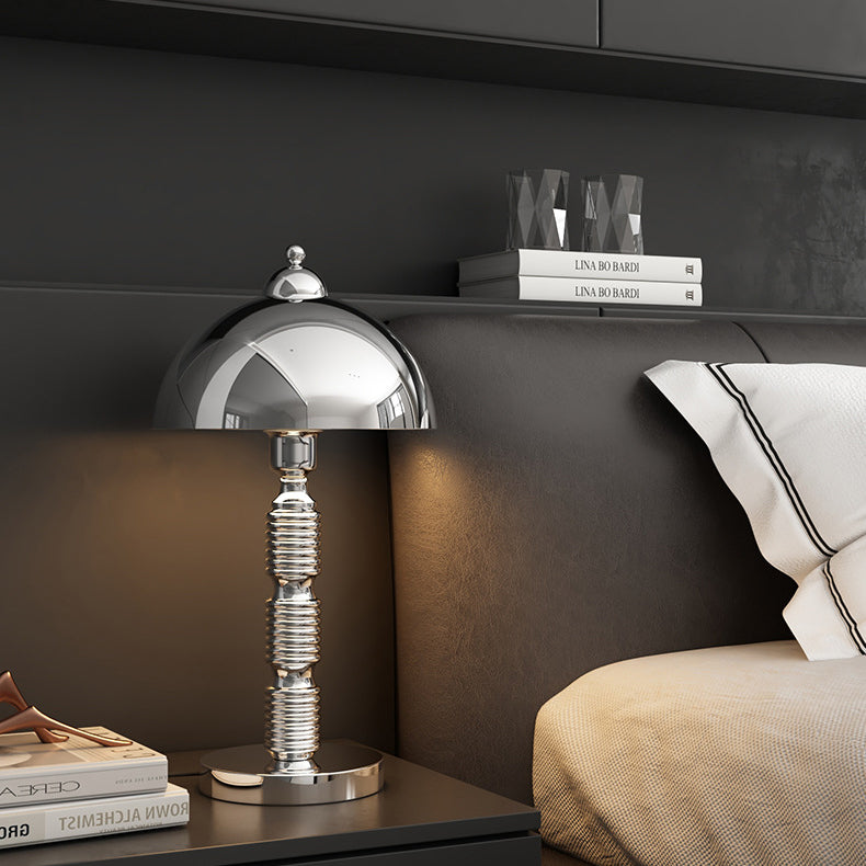 Iron Round Pleated Bedroom Table Lamp
