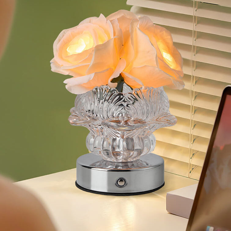 Decorative Rose Metal Glass Table Lamp