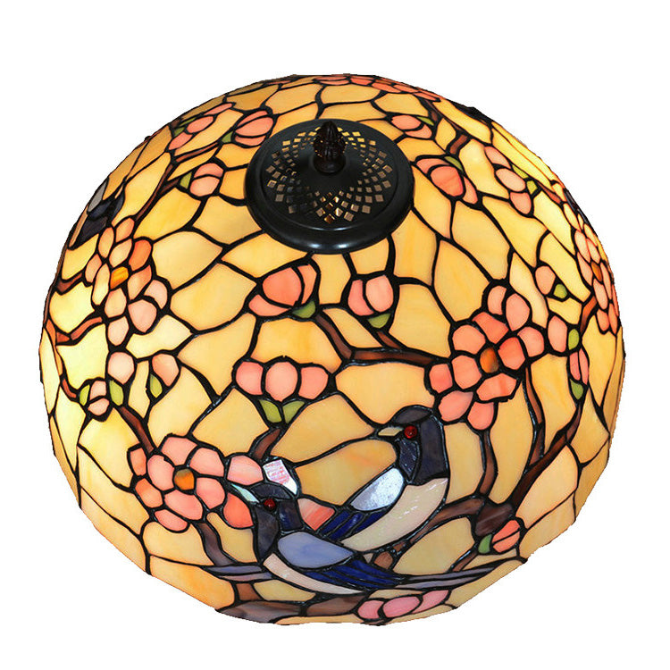 Stained Glass Magpie Plum 2-Light Floor Lamp