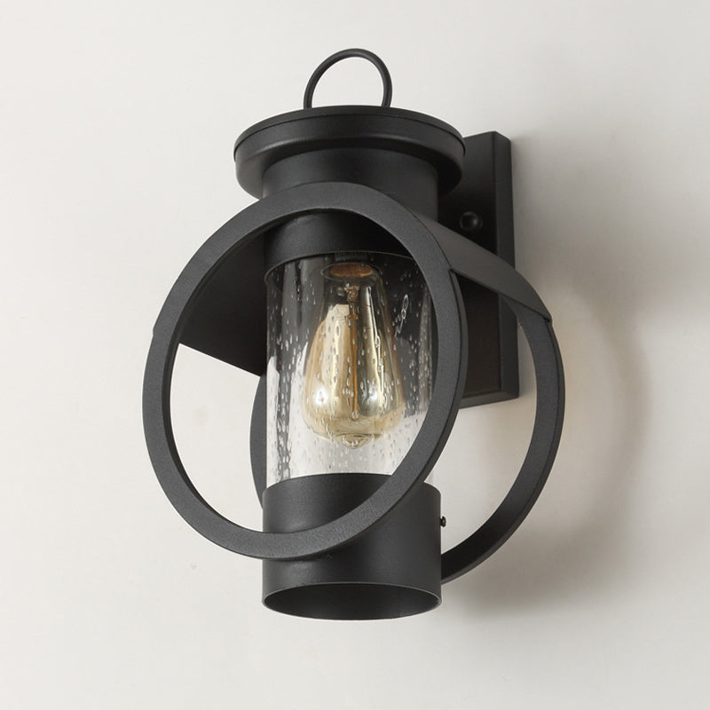 Round Cylindrical Iron Glass Outdoor Light