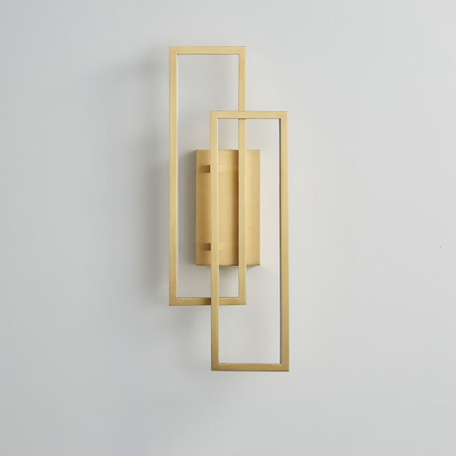 All Copper Rectangular Geometric Wall Lamp