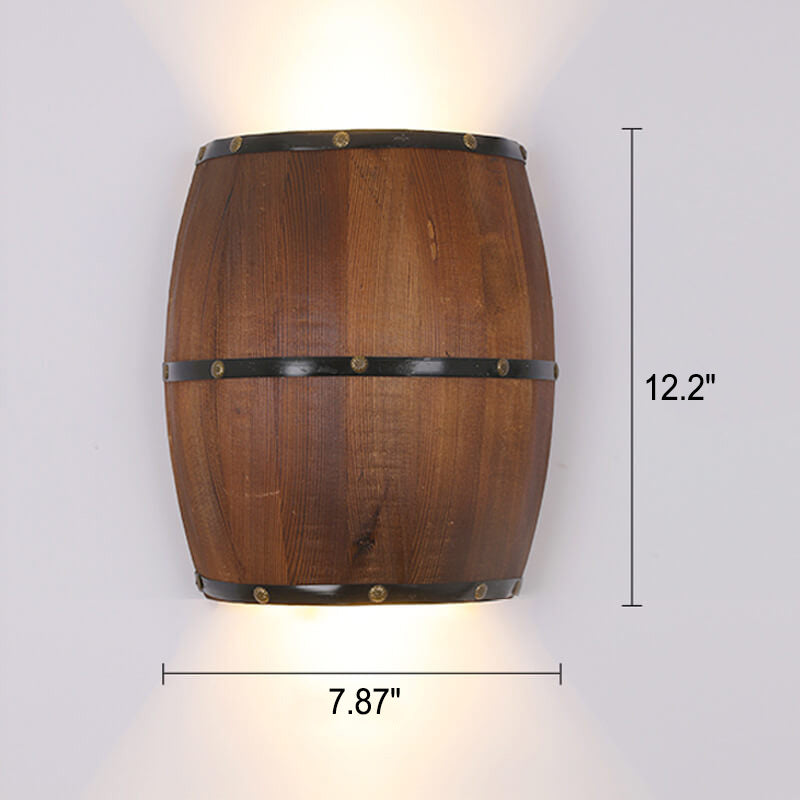 Half Barrel Wood Wall Lamp