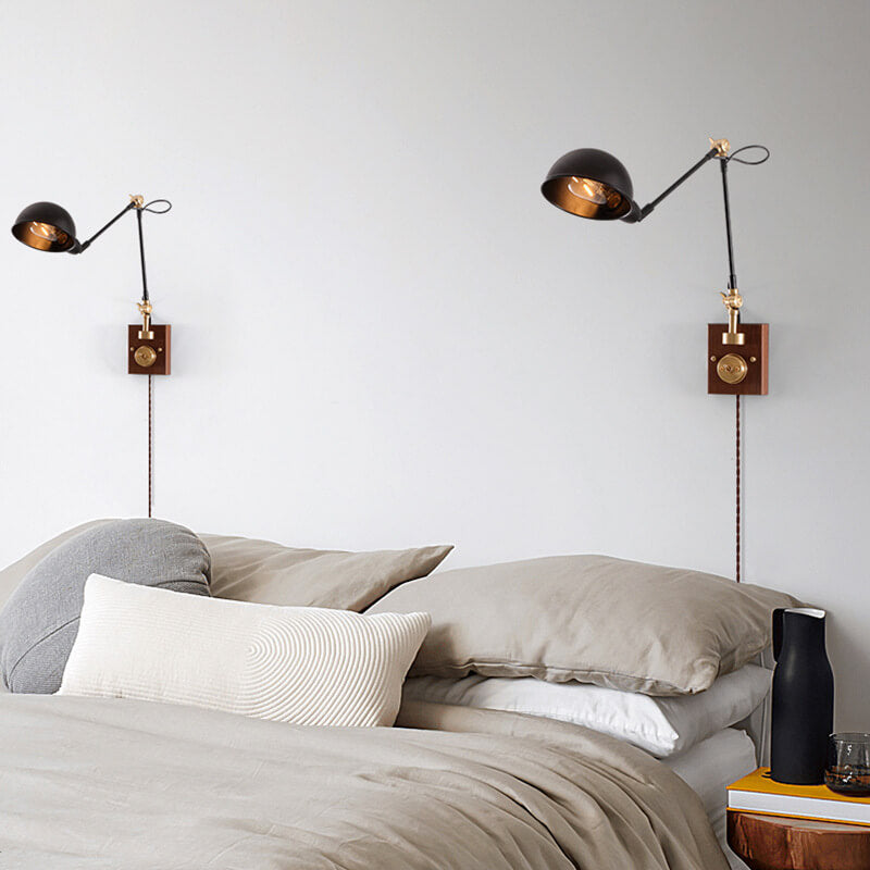 Walnut Iron Rotating Wall Lamp