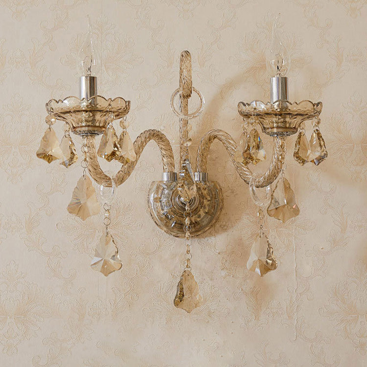 Glass Crystal Candelabra Hardware Wall Lamp