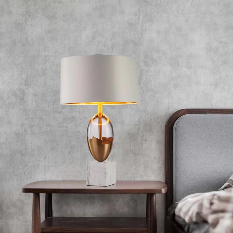 Fabric Crystal Marble Bedroom Table Lamp