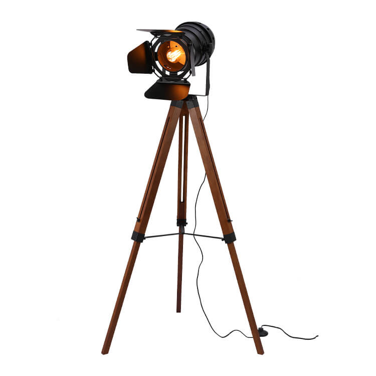 Industrial Vintage Solid Wood Floor Lamp