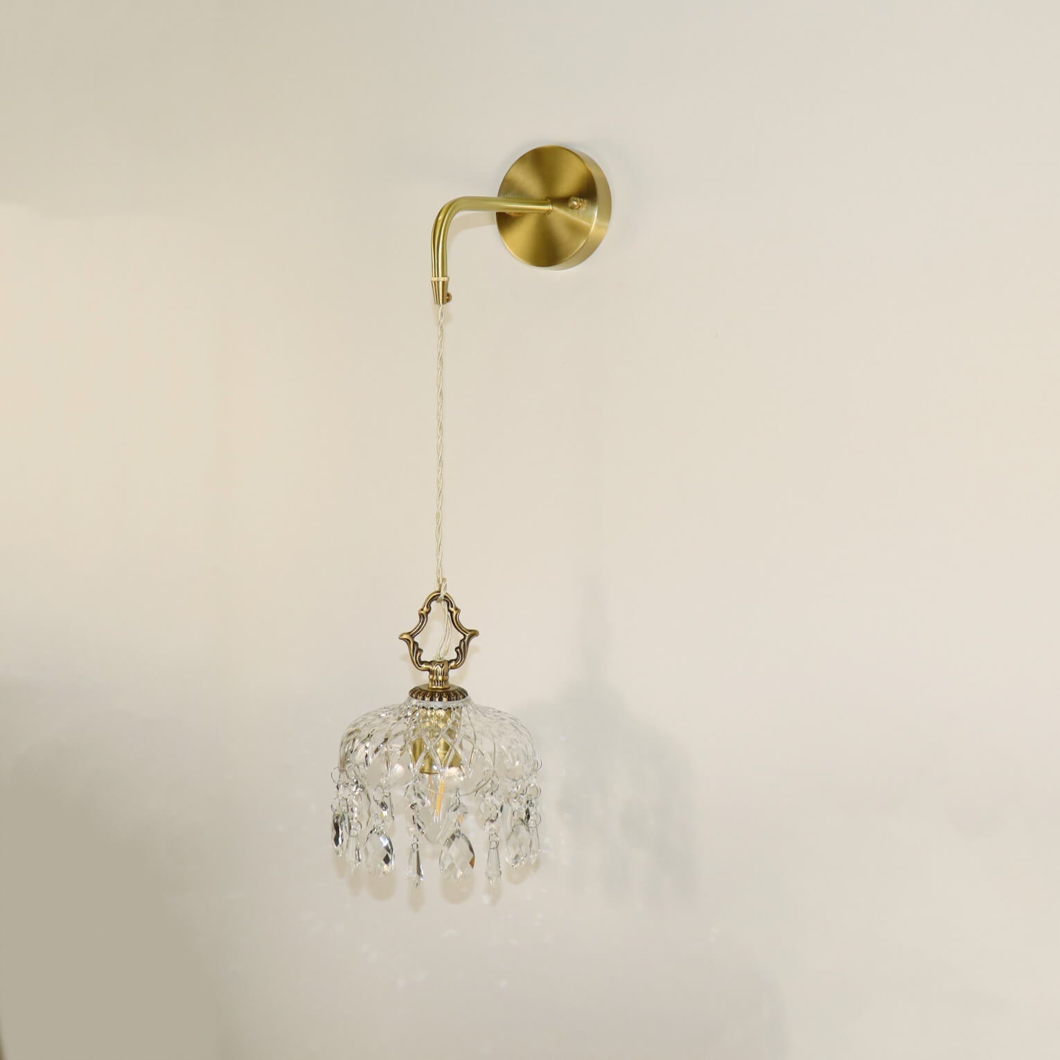 Brass Crystal Glass Wall Lamp