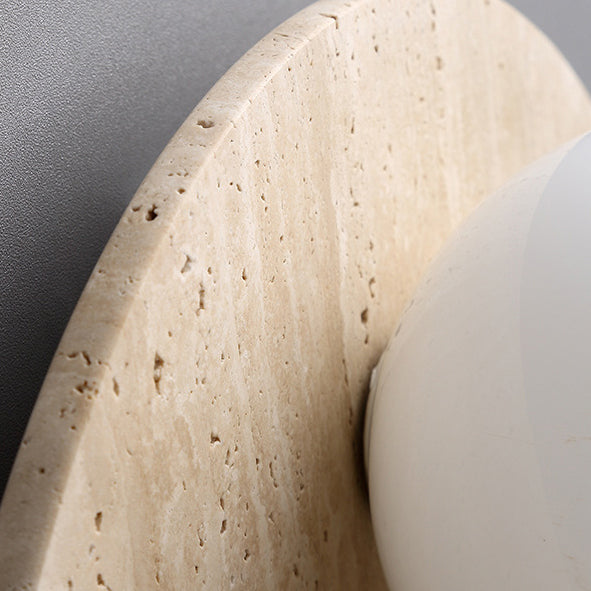 Round Oval Yellow Travertine Wall Lamp