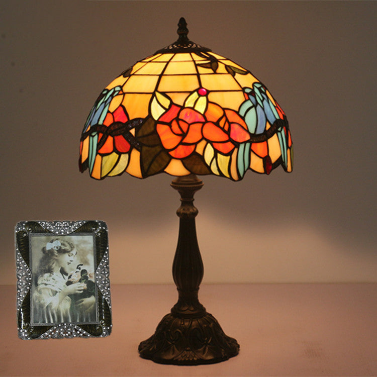 Stained Glass Rose Flower Table Lamp