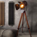 Tripod Camera Wooden Iron Floor Lamp