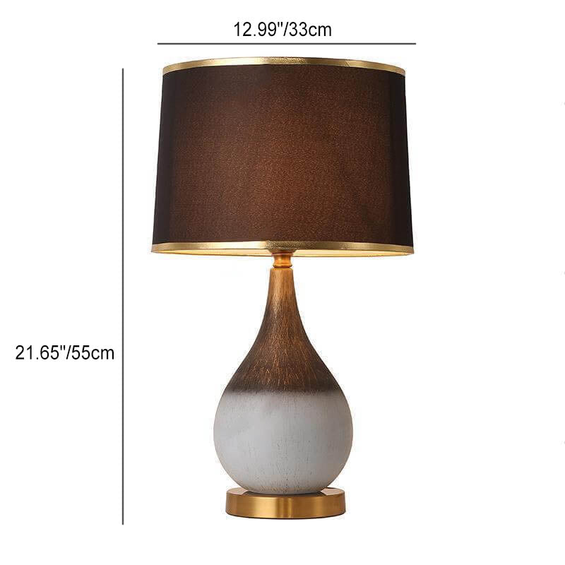 Ceramic Fabric Cylinder Bedroom Table Lamp