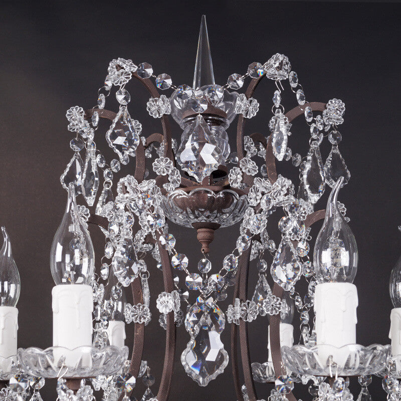 Crystal Candelabra Rust 6-Light Table Lamp