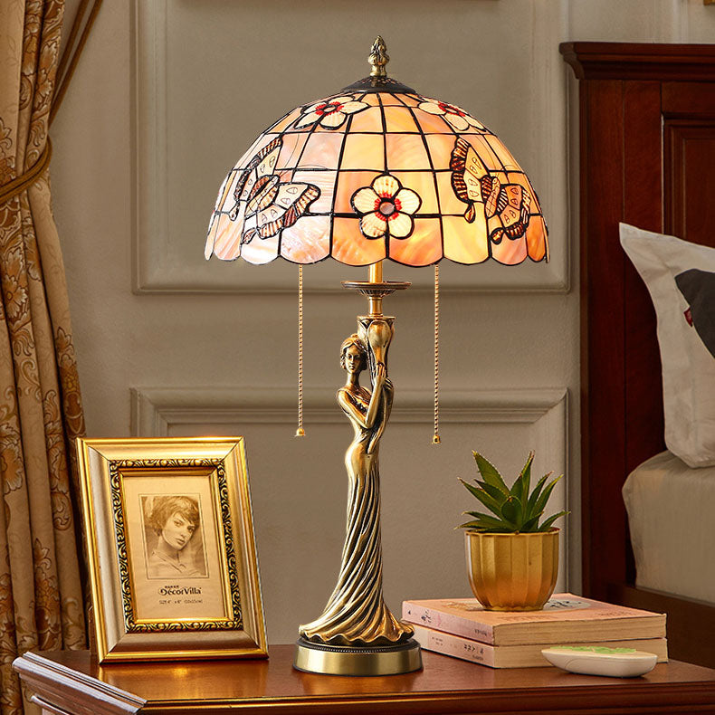 Copper Goddess Statue Shell 2-Light Table Lamp
