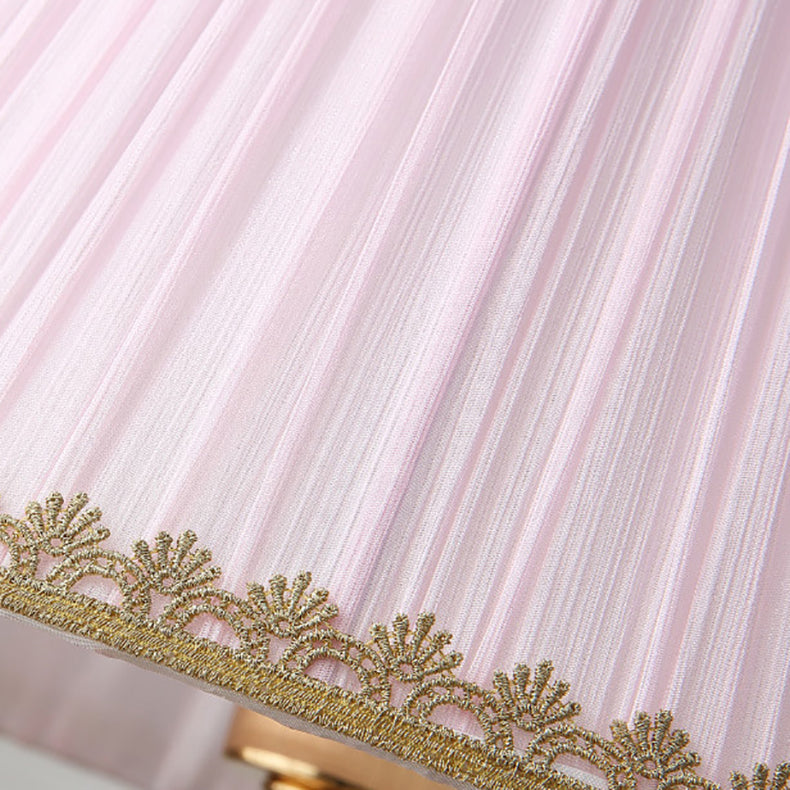 Pleated Fabric Ceramic Column Table Lamp