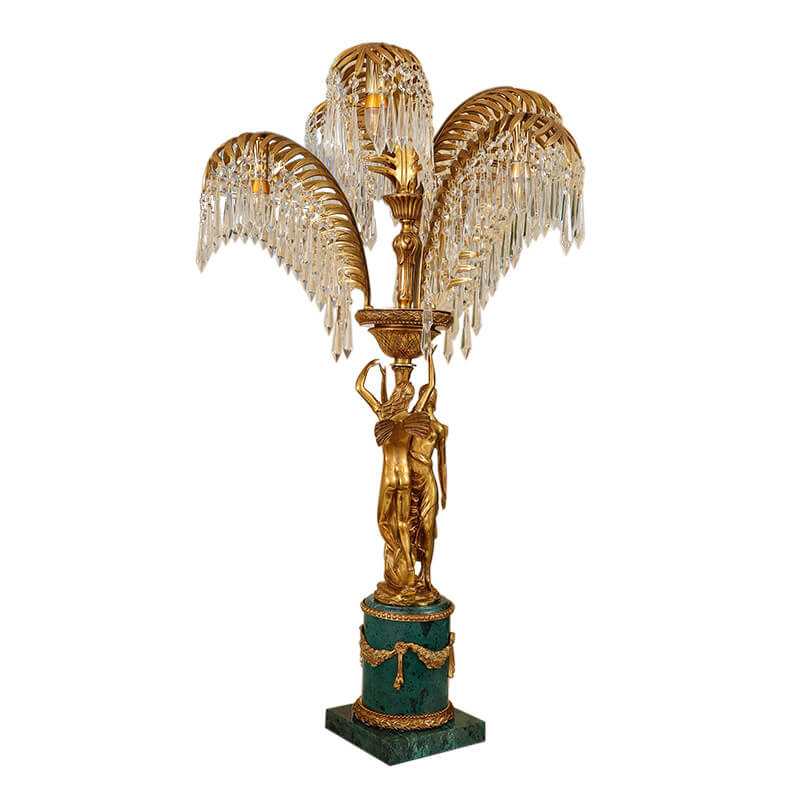 Brass Crystal Tree Angel 6-Light Table Lamp