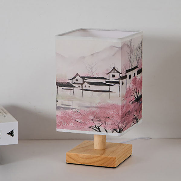 Fabric Square Bedroom Table Lamp