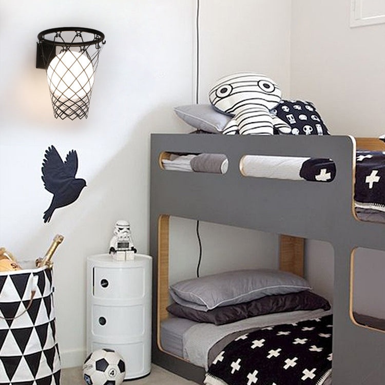 Kids Iron Glass Basketball Wall Lamp
