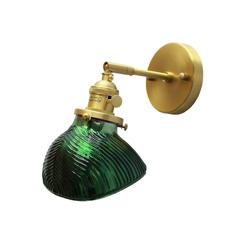 Emerald Glass Brass Straight Wall Lamp