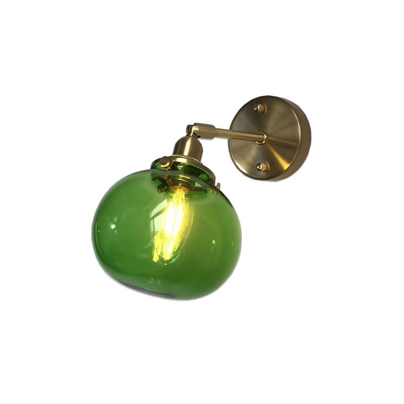 Round Ball Glass Brass Wall Lamp