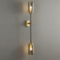 Brass Glass Cylinder Jar 2-Light Wall Lamp