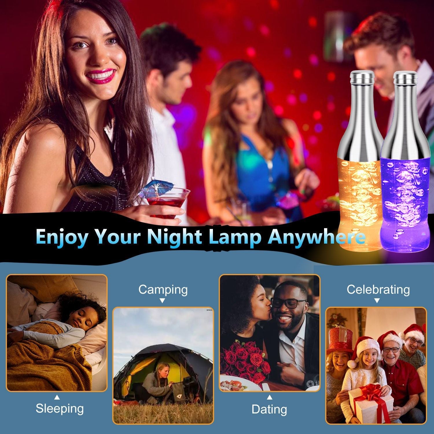 RGB Colorful Wine Bottle Table Lamp