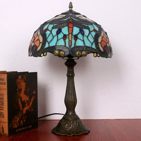 Alloy Colored Dragonfly Peach Table Lamp