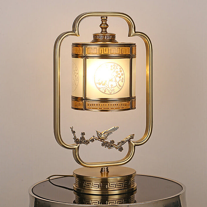 Glass Copper Bedroom Table Lamp
