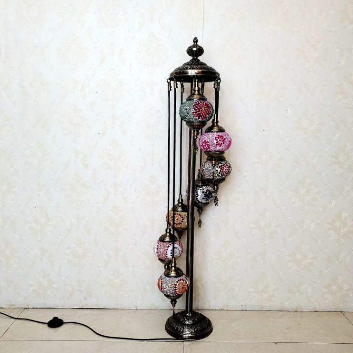 Oval Ball Iron Stained 7-Light Floor Lamp