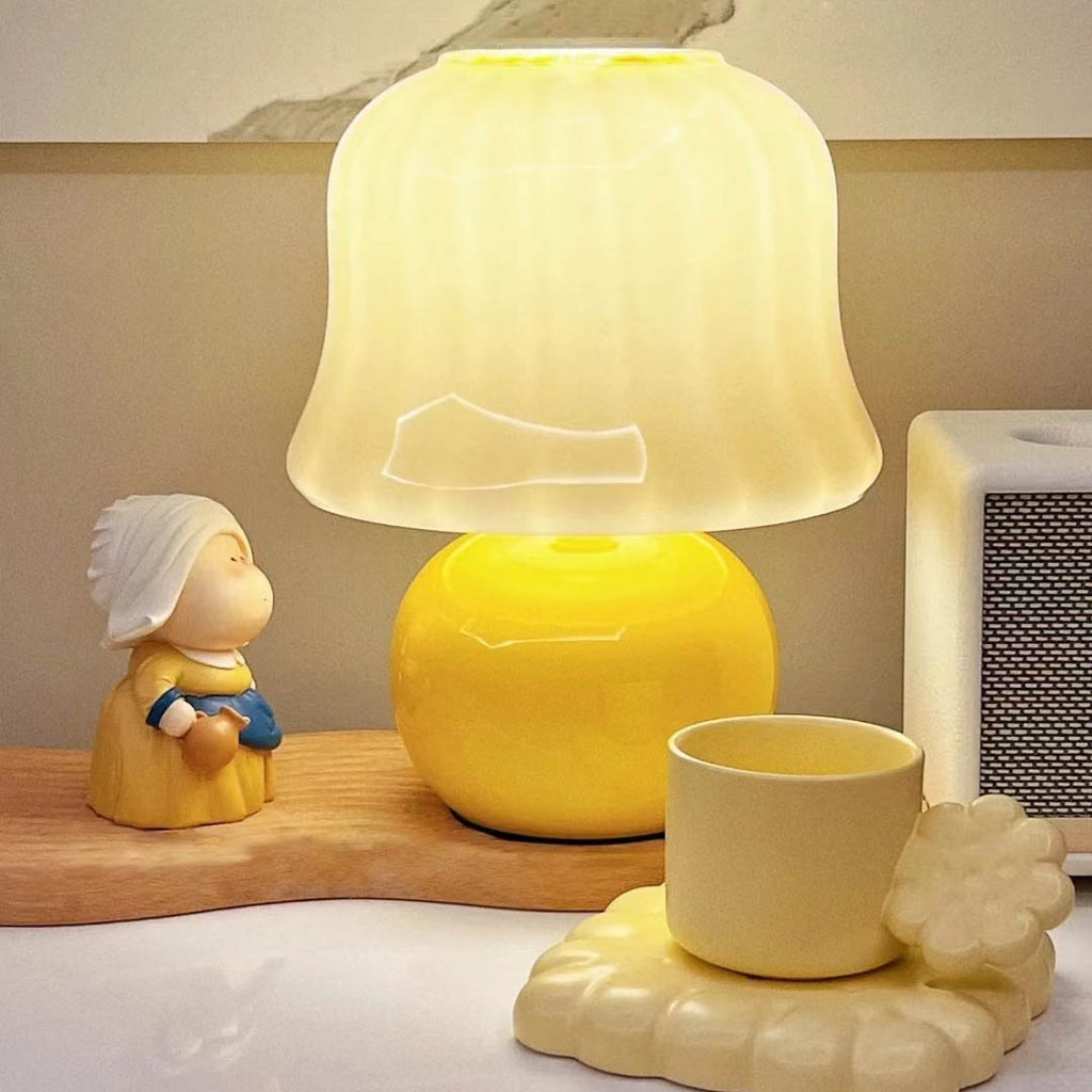 Glass Mushroom Shape Study Table Lamp