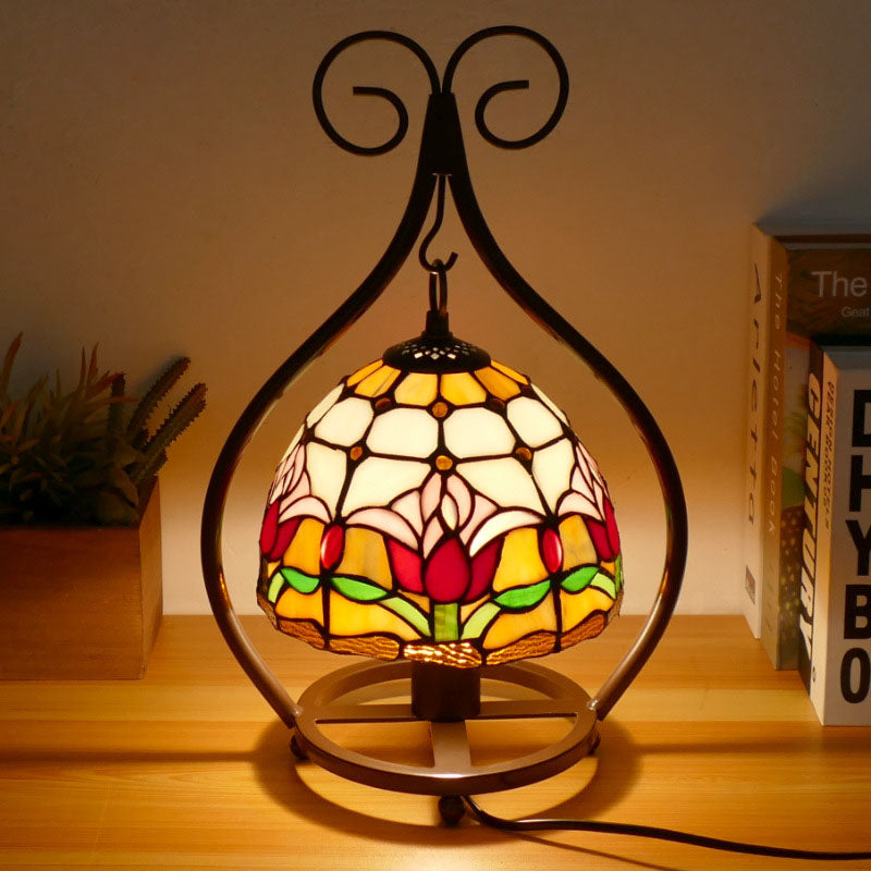 Style Heart Stained Glass Table Lamp