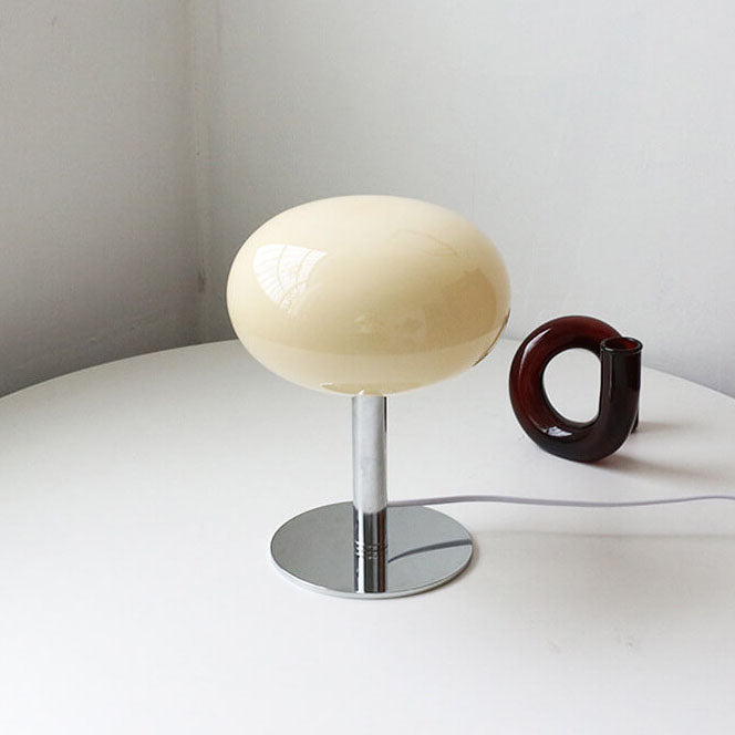 Cream Round Glass Table Lamp