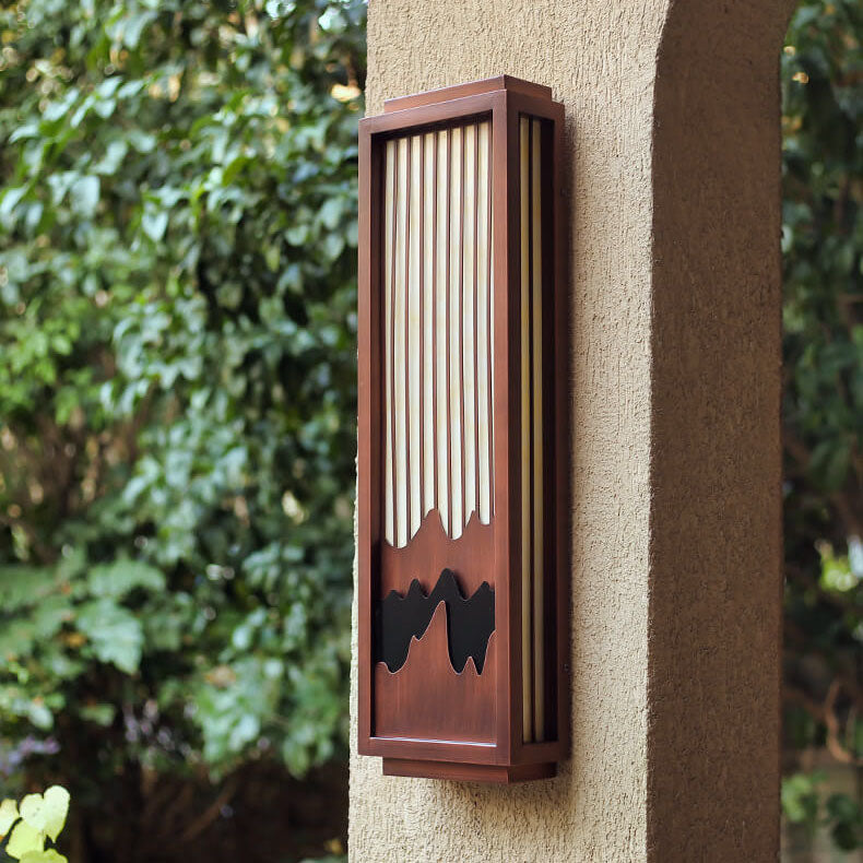 Rectangular Faux Marble Stainless Outdoor Light