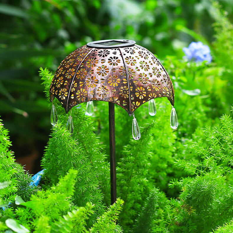 Iron Colorful Umbrella Hollow Outdoor Light